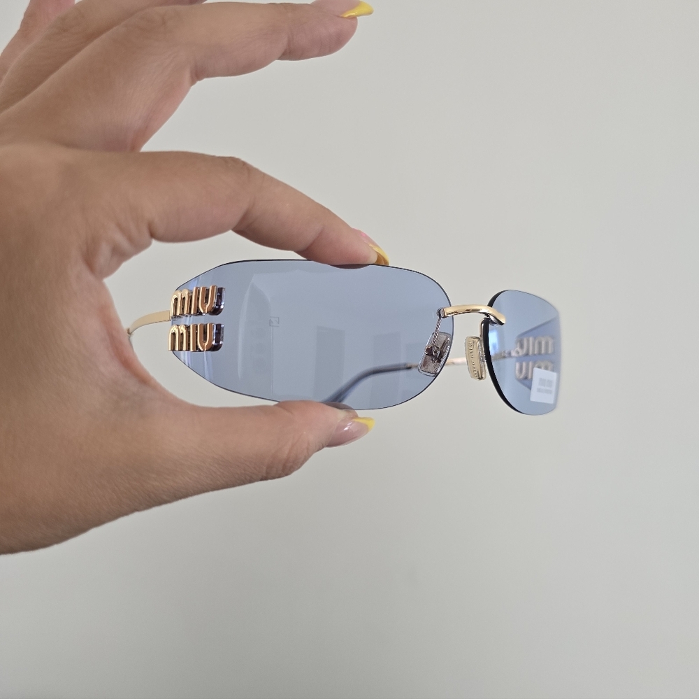 Miu Miu A51s Blue and Gold Sunglasses - Picture 2 of 11